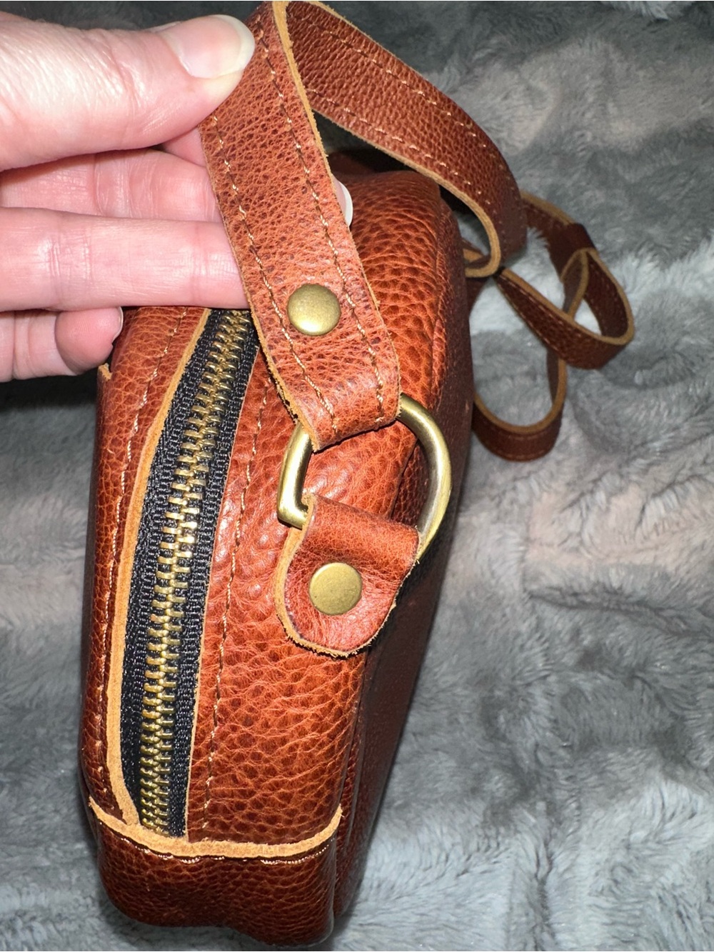 Portland Leather Round Crossbody Bag - Chestnut Brown - Picture 5 of 11